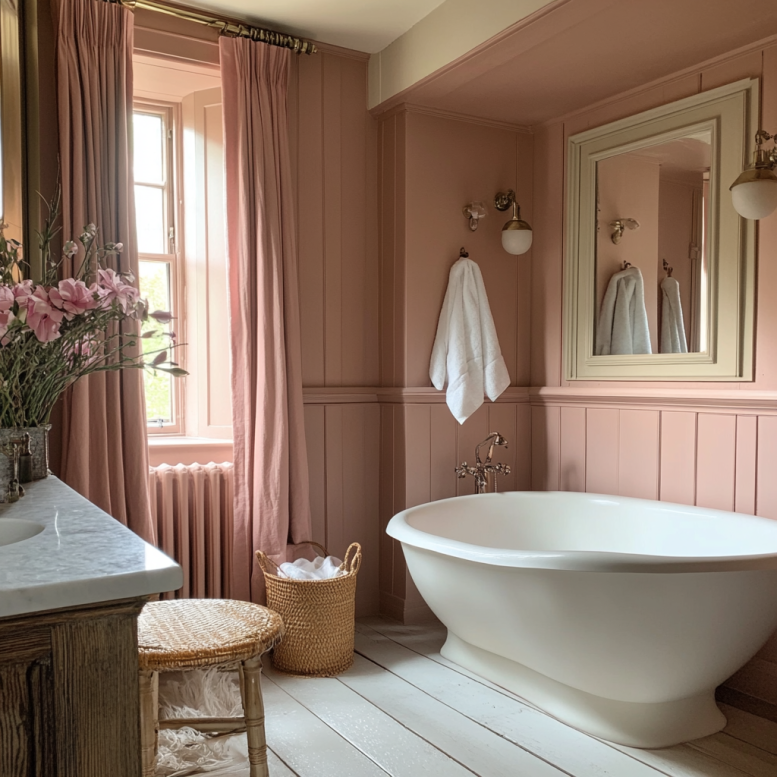 neutral pink bathroom