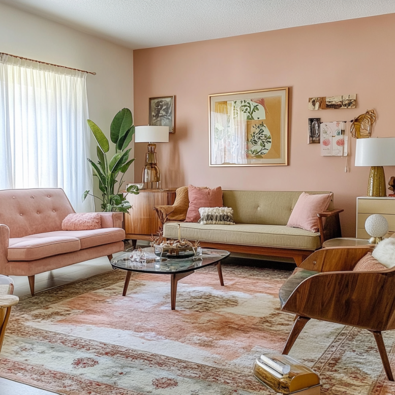 neutral pink living room