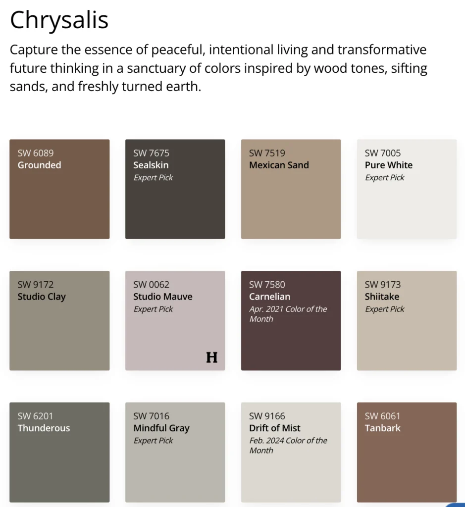 2025 color trends - sherwin williams chrysalis collection