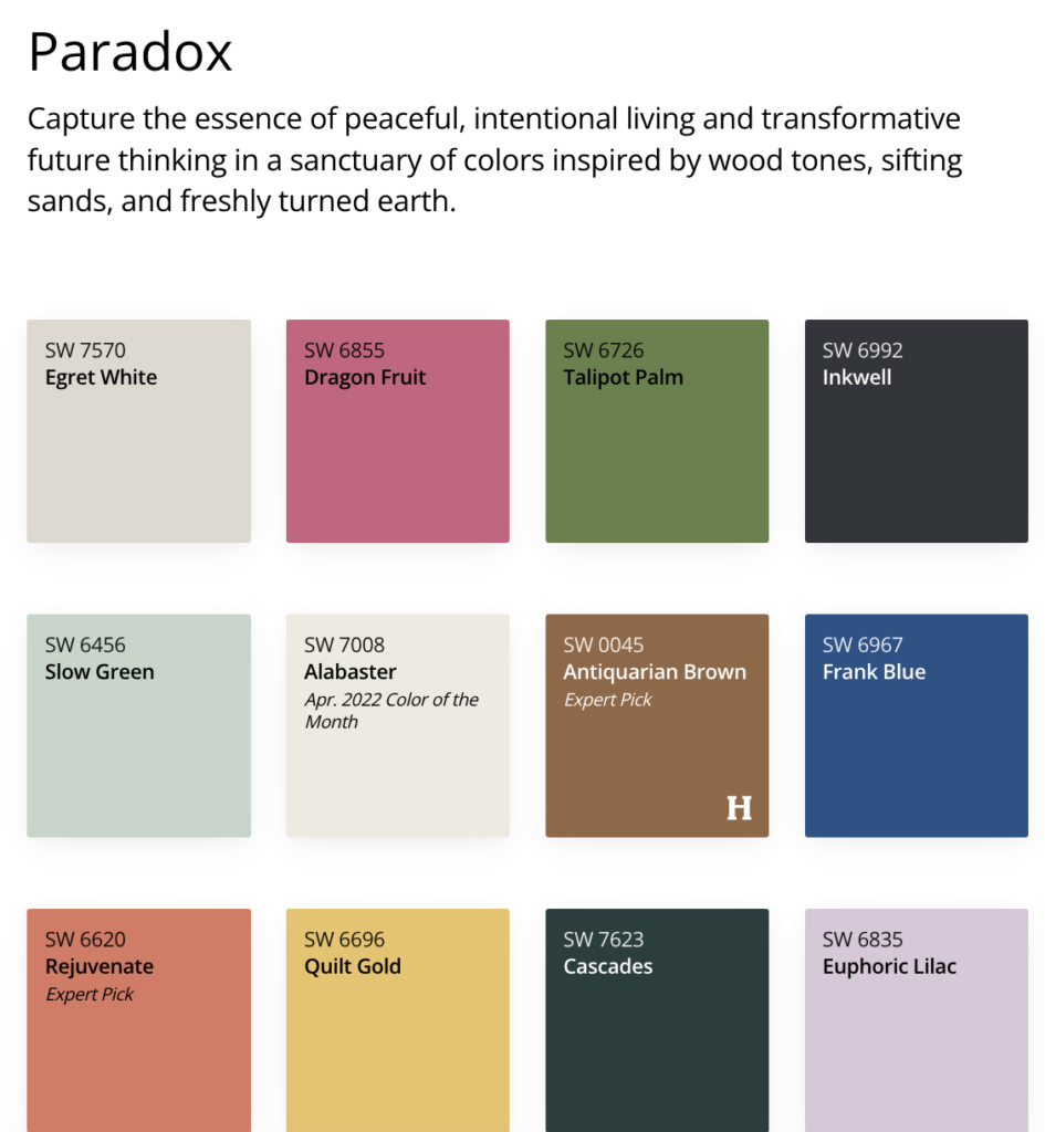 2025 color trends - sherwin williams paradox collection