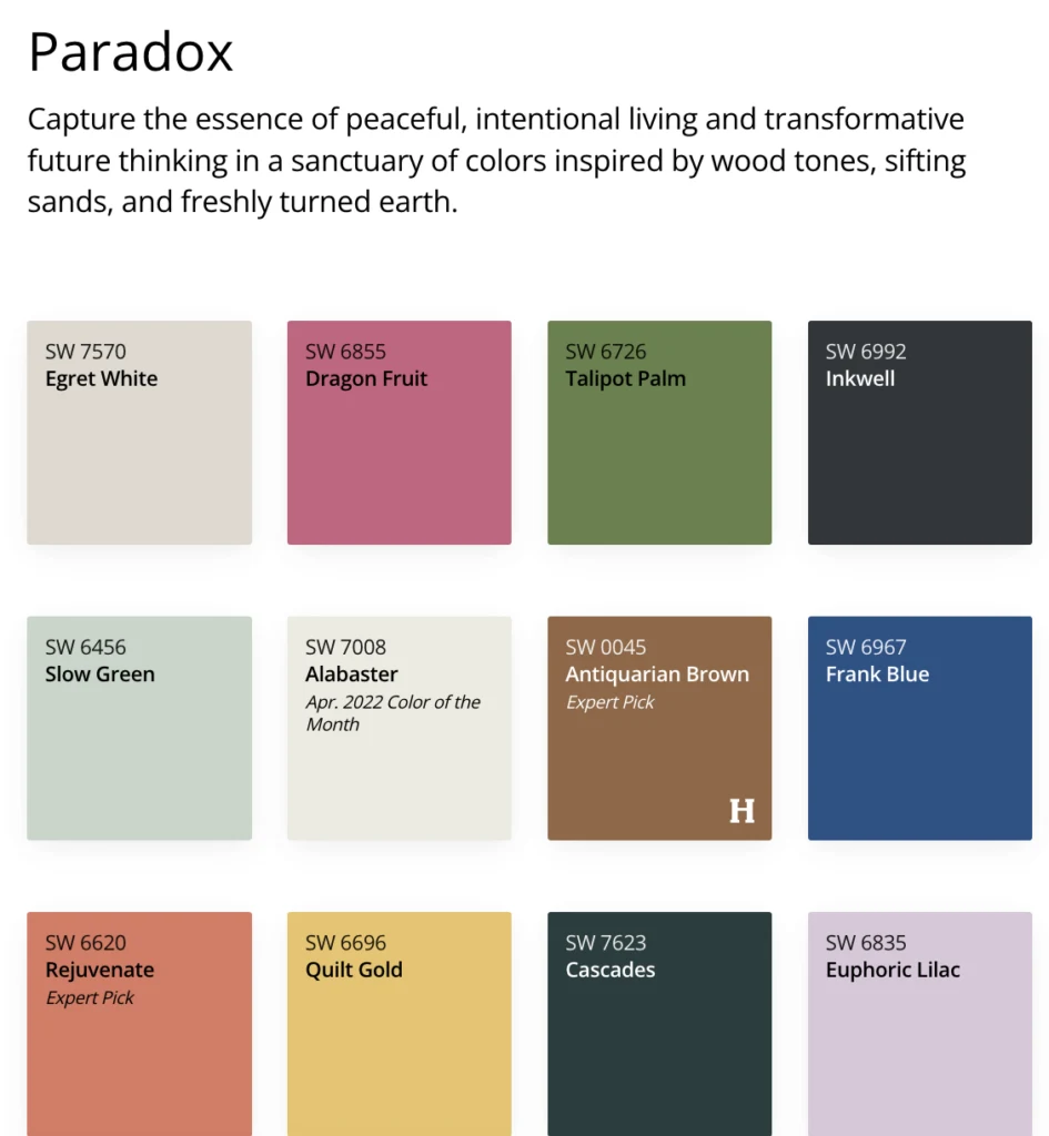 2025 color trends - sherwin williams paradox collection