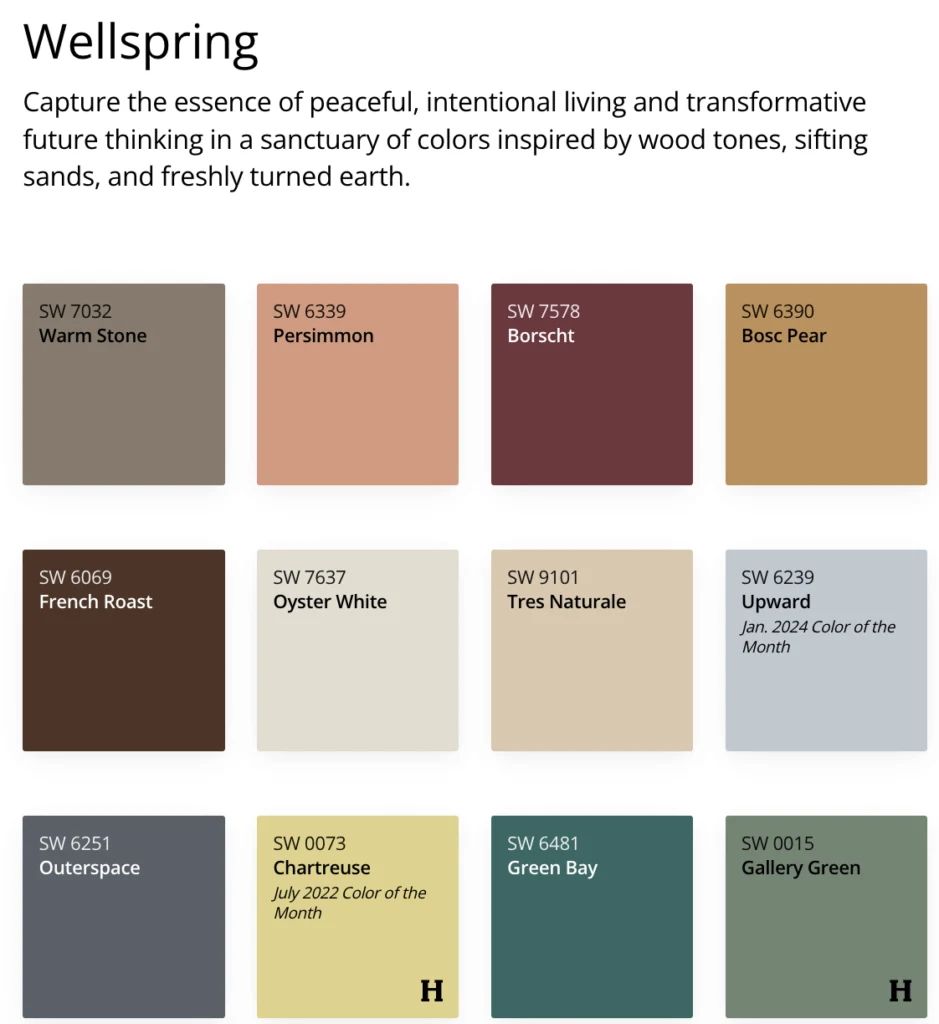 2025 color trends - sherwin williams wellspring collection