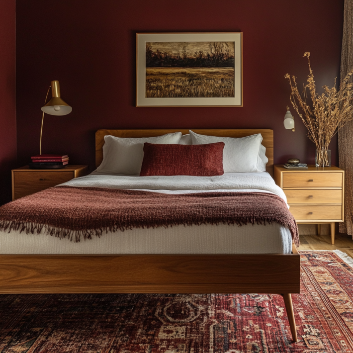 burgundy bedroom