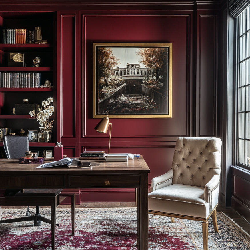 burgundy home office