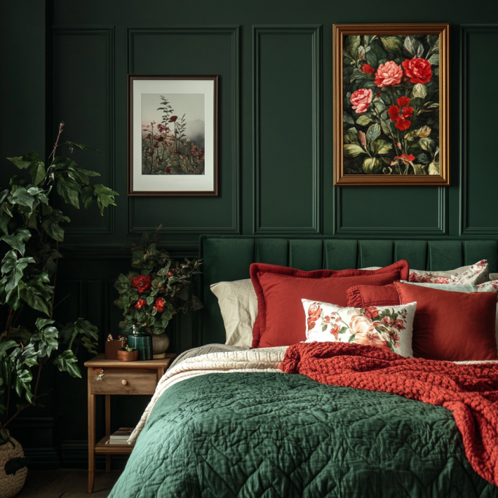 dark green bedroom