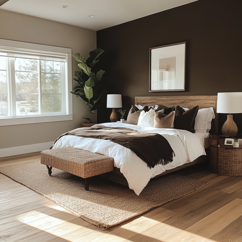 brown bedroom light floors