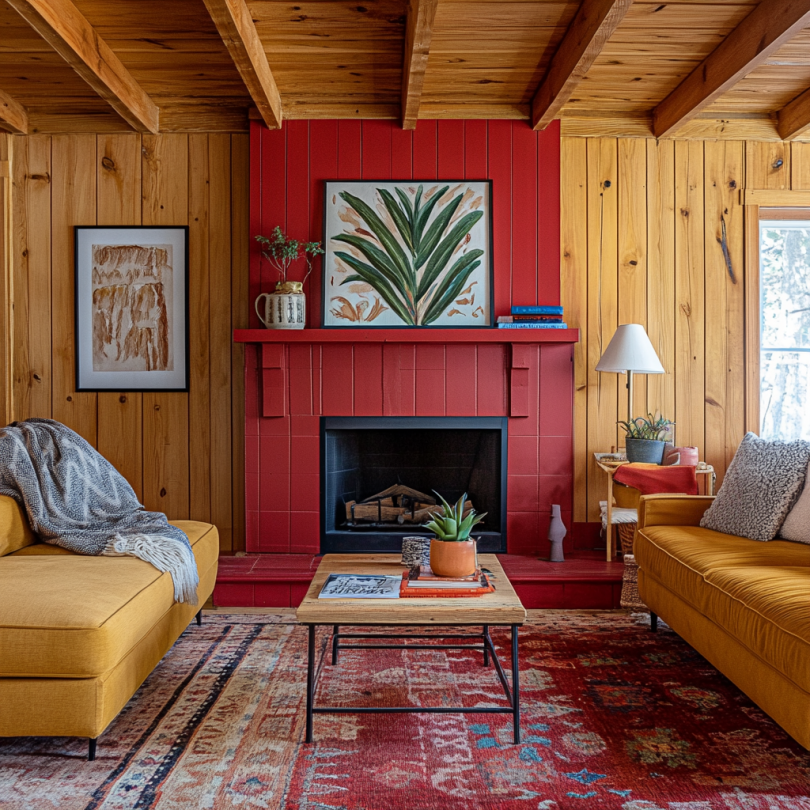 knotty pine and red