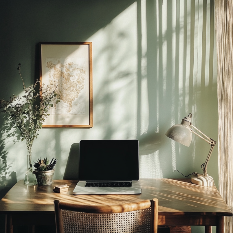 sage green home office