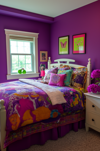 bright purple bedroom