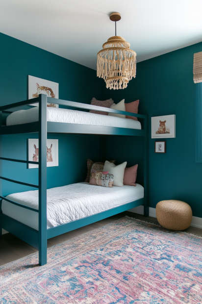 moody turquoise bedroom