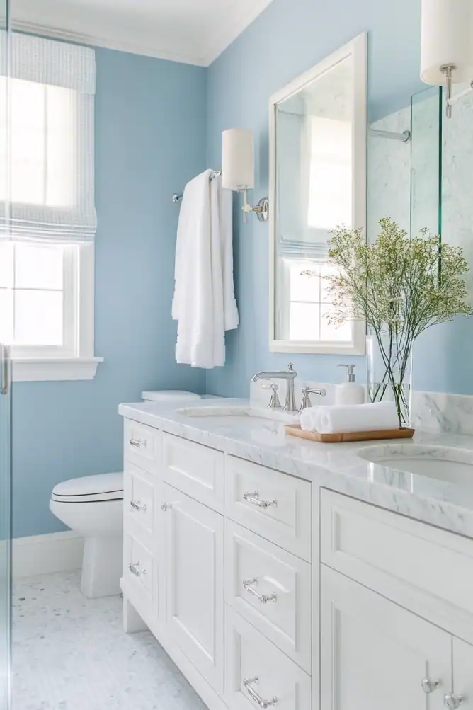 light blue bathroom