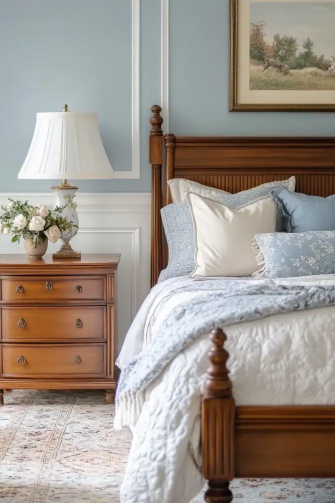 traditional home blue bedroom
