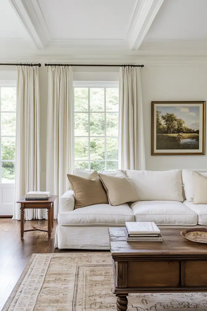 traditional white living room