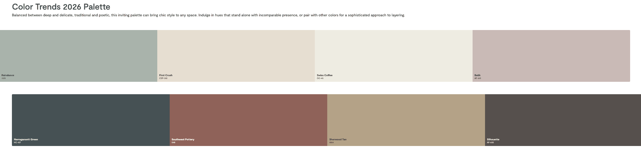 Benjamin Moore 2026 color of the year color palette
