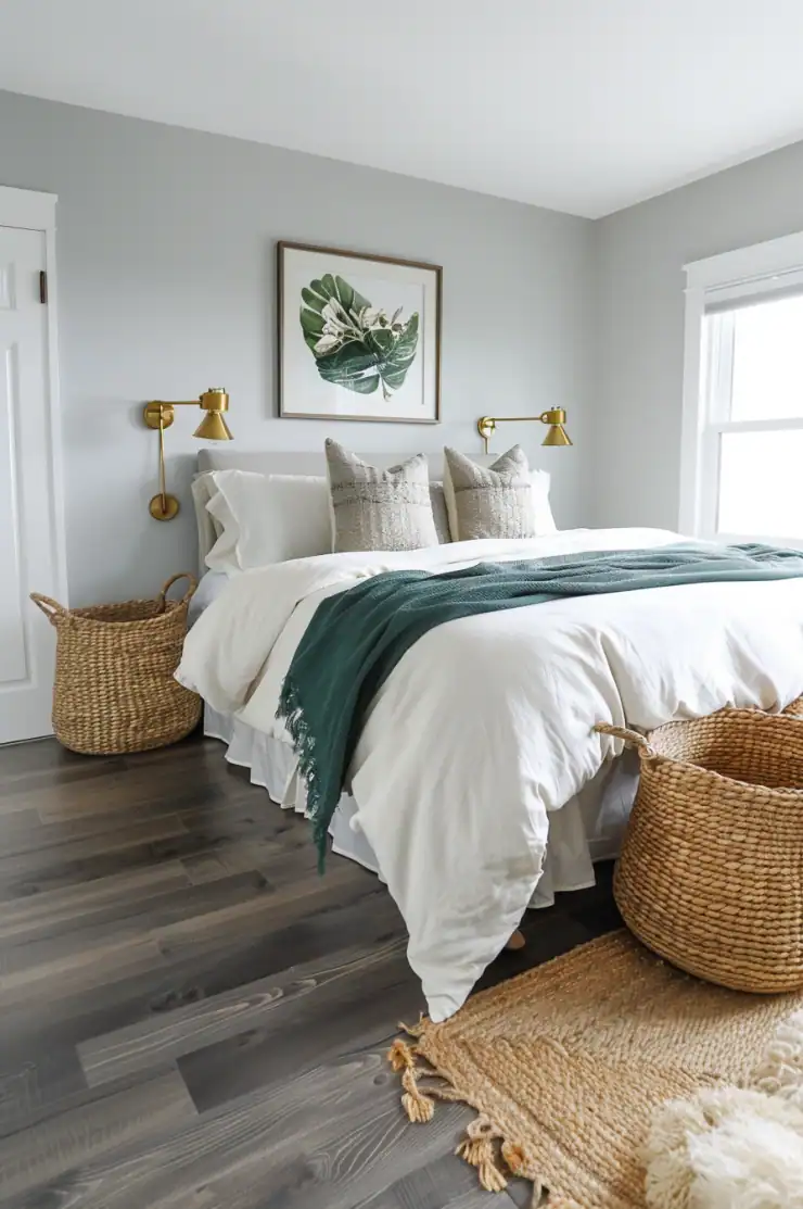 bedroom with gray floors