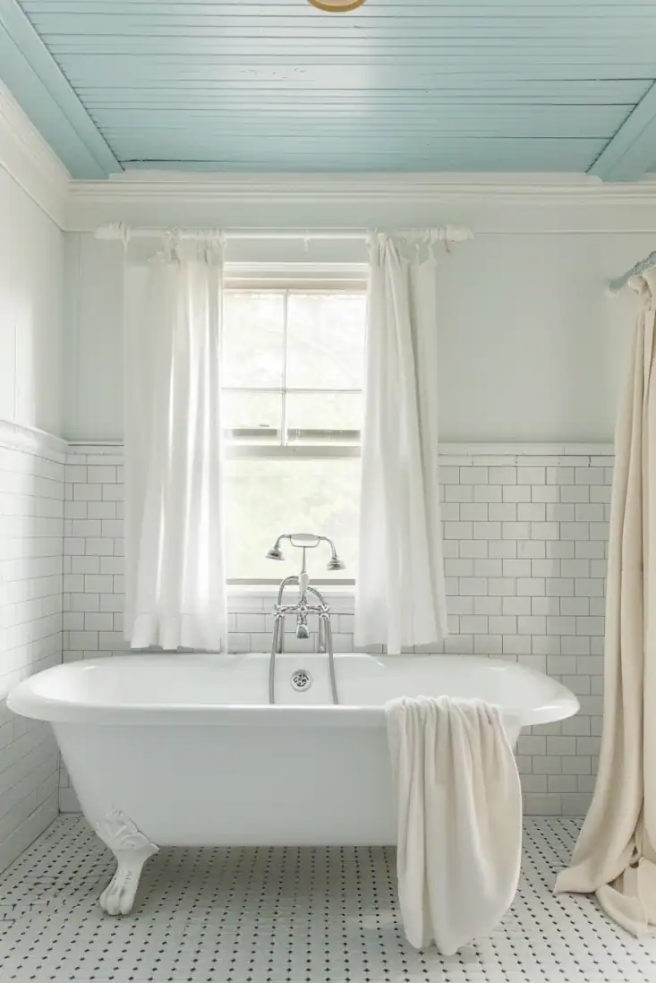blue ceiling bathroom