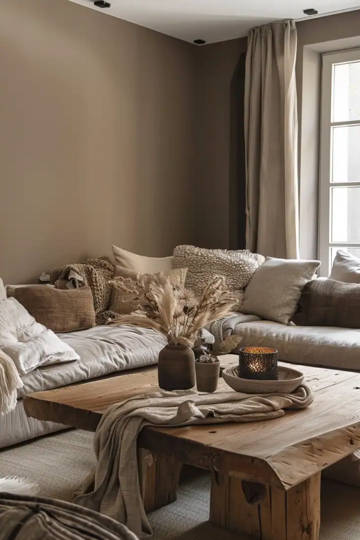 earthy brown living room