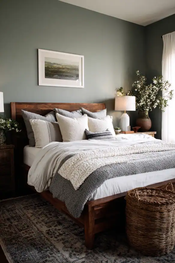 green gray bedroom