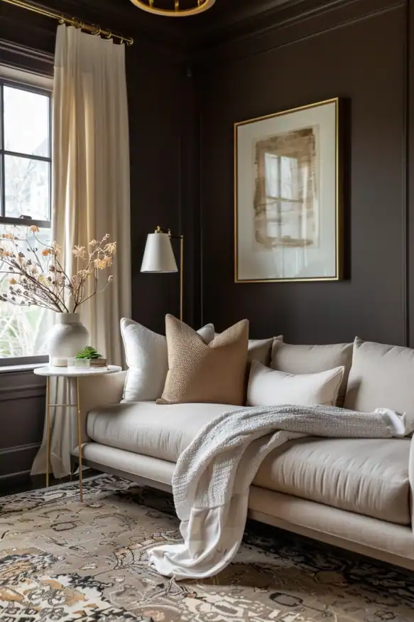 moody brown living room