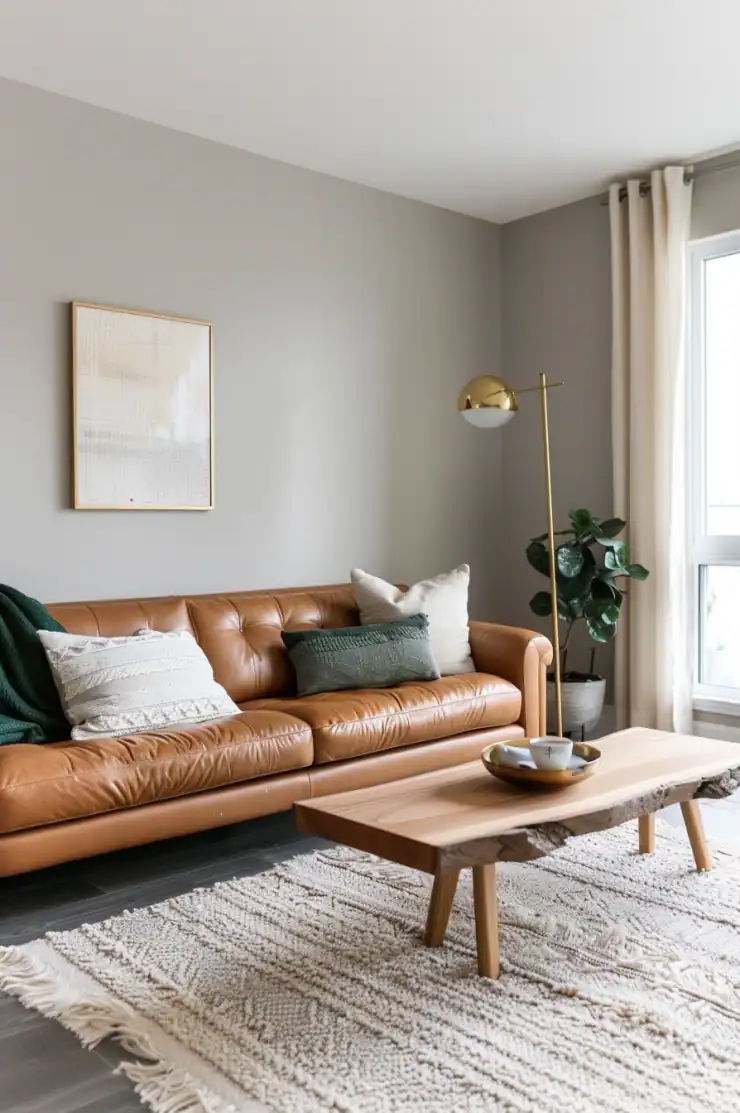 living room with gray floors
