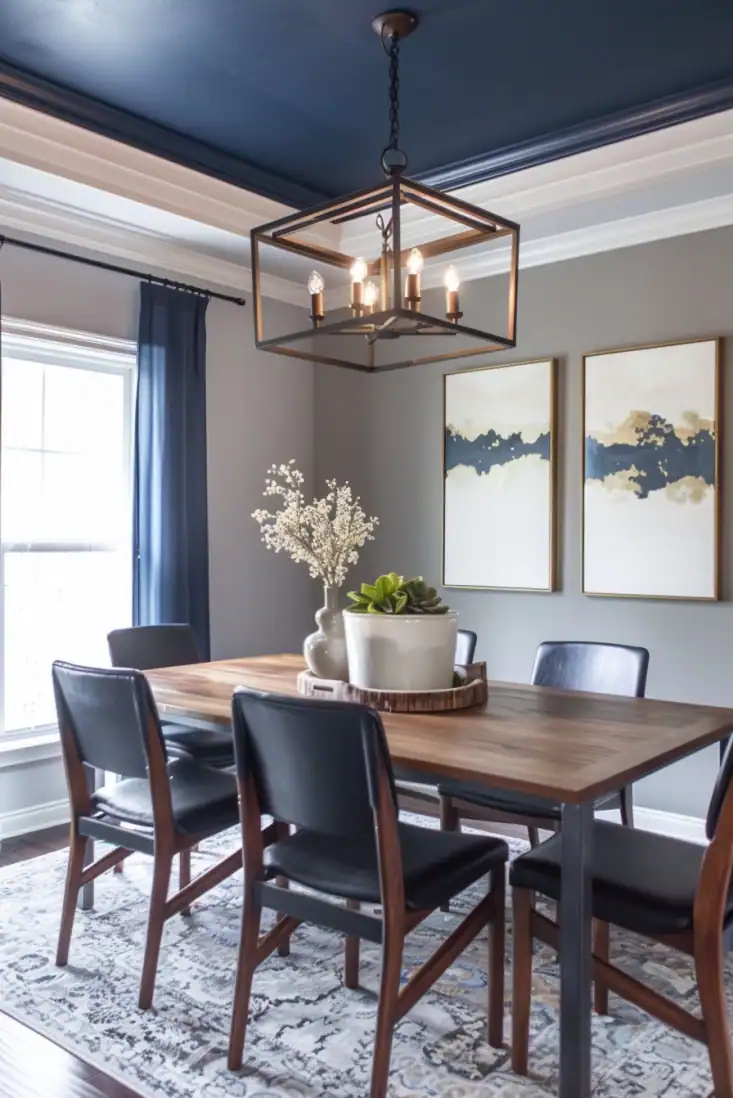 navy ceiling dining room