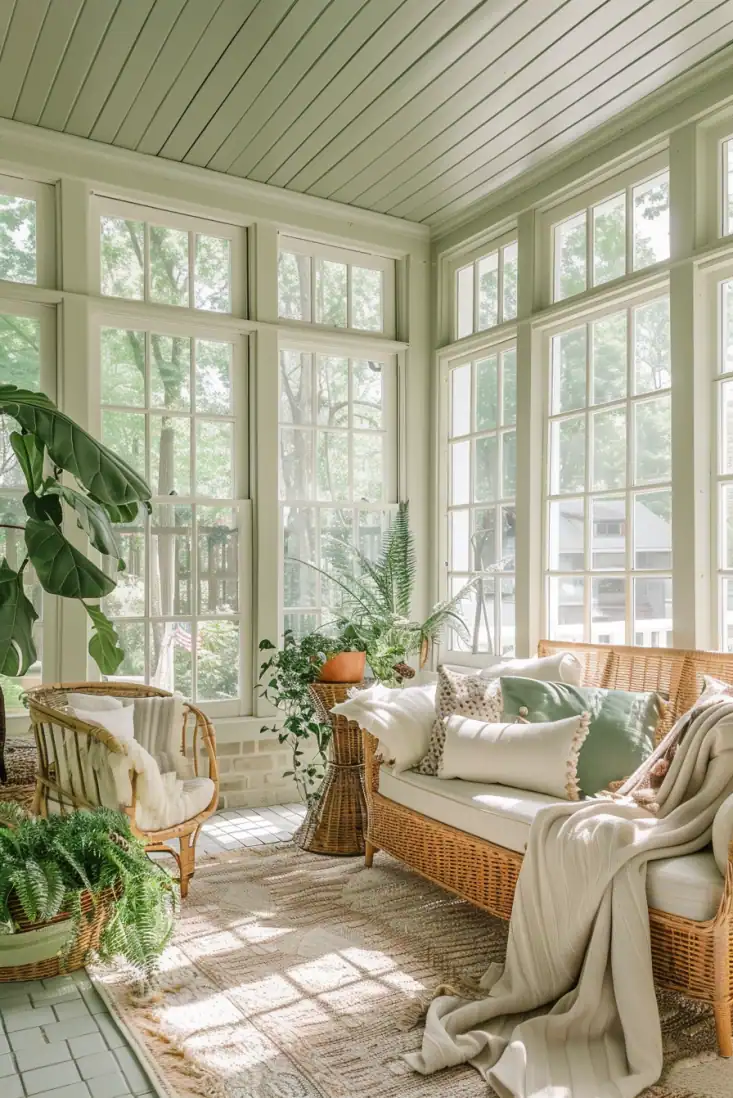 sunroom green ceiling