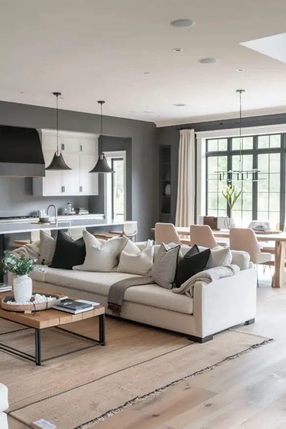 warm gray open living space