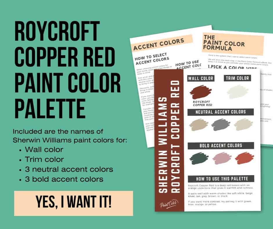 Sherwin Williams Roycroft Copper Red Paint Palette